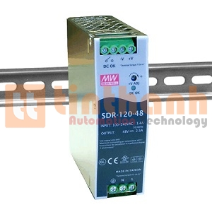 SDR-120-48 - Bộ nguồn AC-DC DIN rail 48VDC 2.5A MEAN WELL